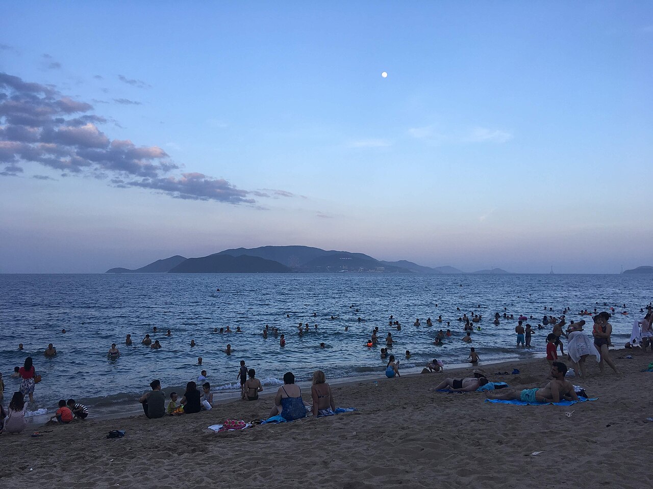 Nha Trang Beach with city hotels behind the sand