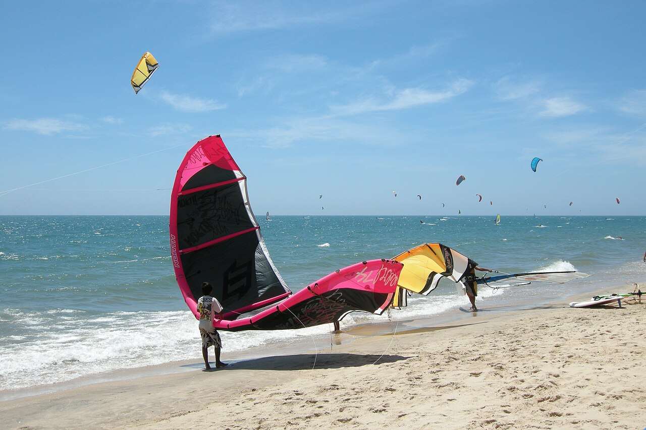 Kitesurfing at Mui Ne beach in Vietnam