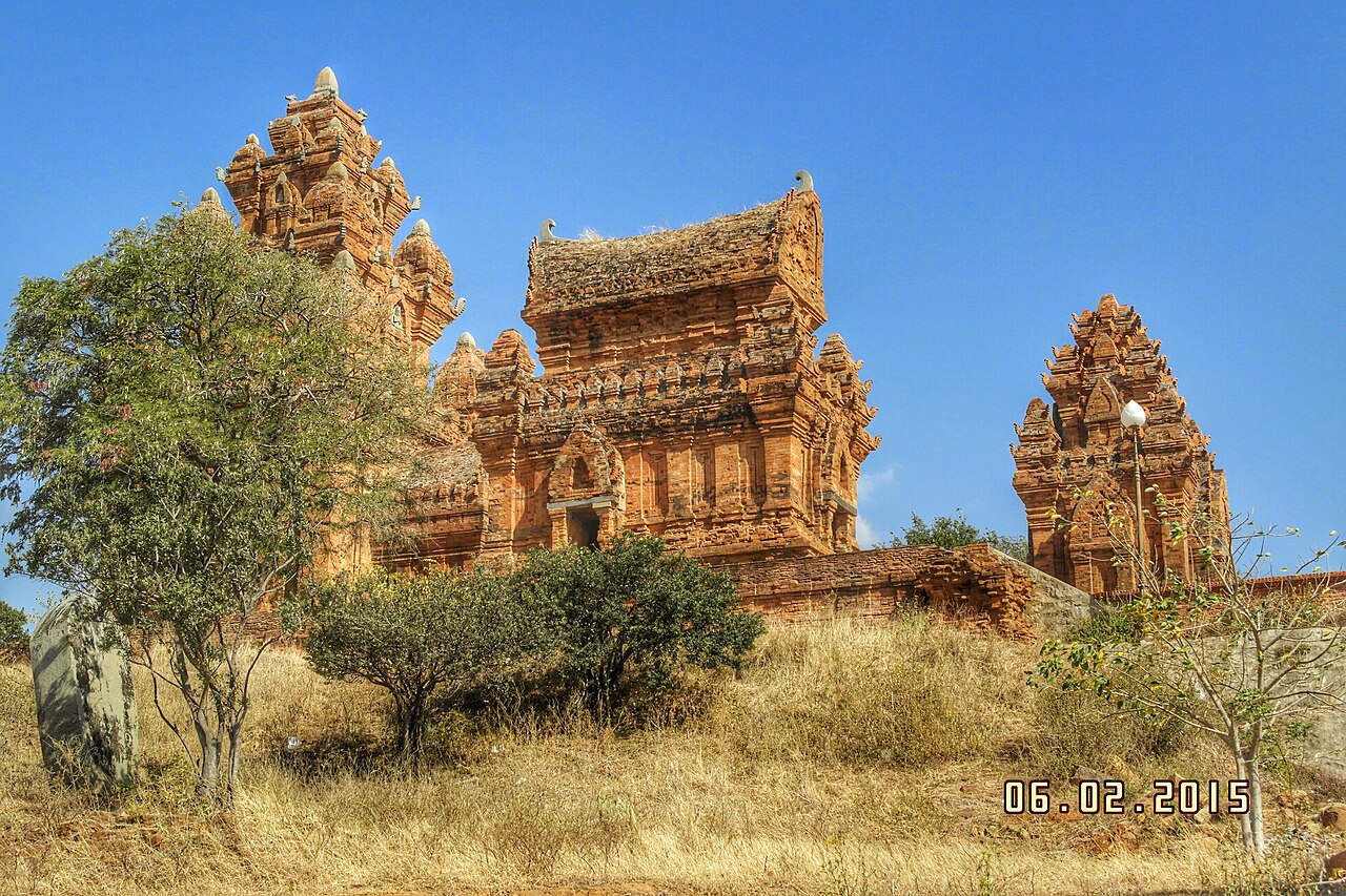 Historic Po Klong Garai red brick Cham sanctuary towers on a hill in Phan Rang Ninh Thuan