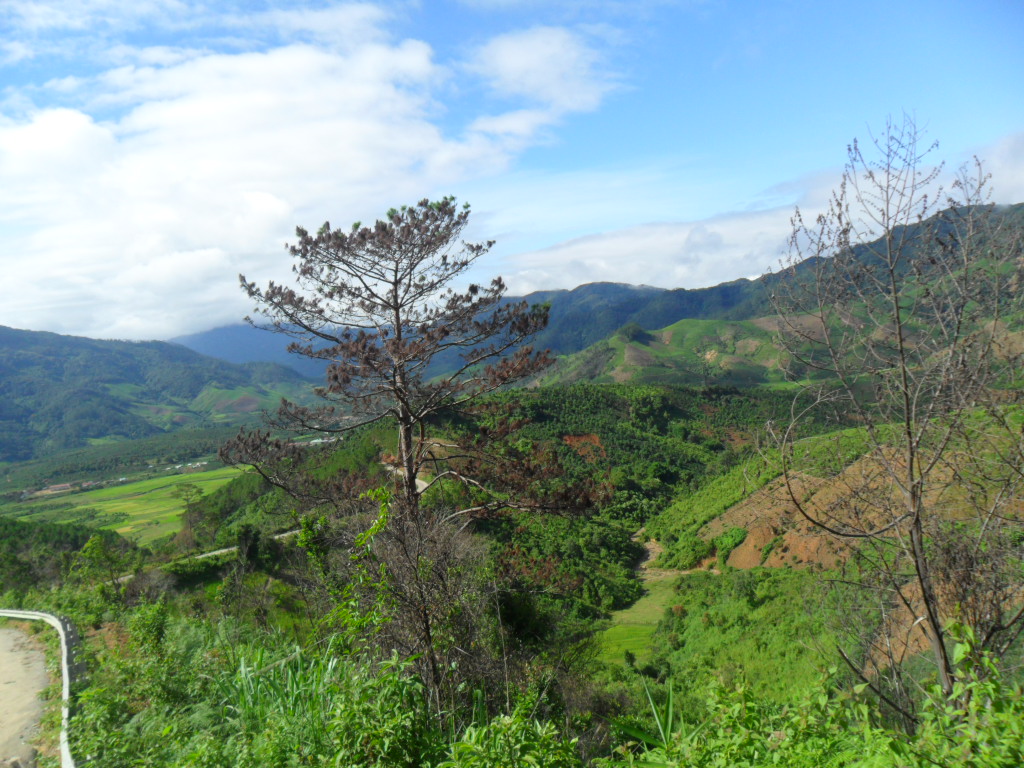 Highland mountain road through Kon Tum province toward the coast