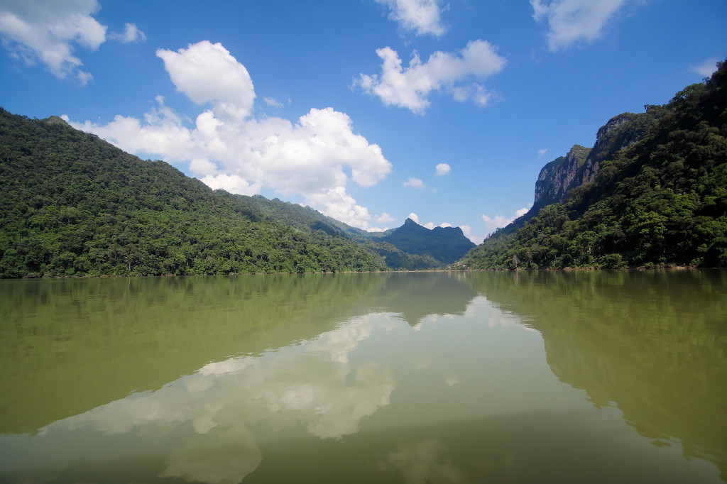 Scenic limestone waters of Ba Be Lake in Bac Kan